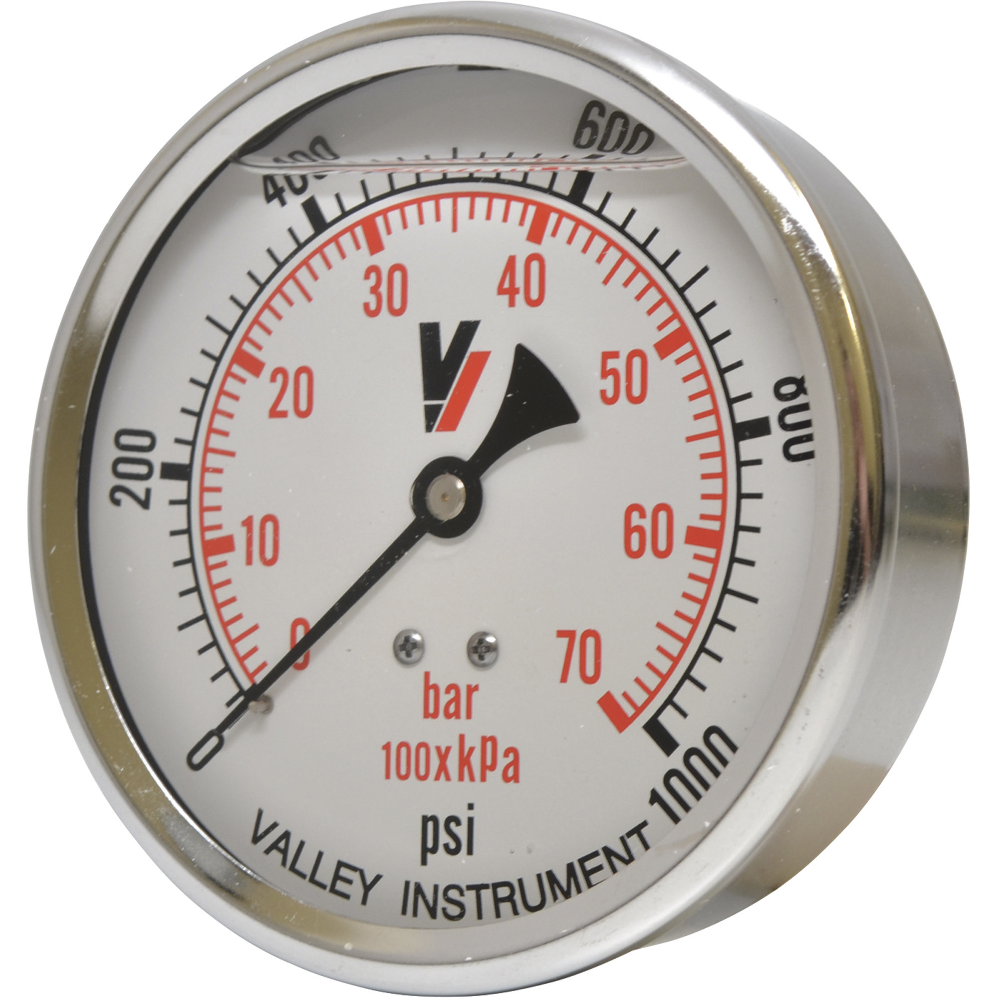 Valley Industries, 4in. Back Mt Gauge 1000PSI, Case Material Stainless Steel, Min. Operating Pressure 0 PSI, Max. Operating Pressure 1000 PSI, Model# 4240GXB1000